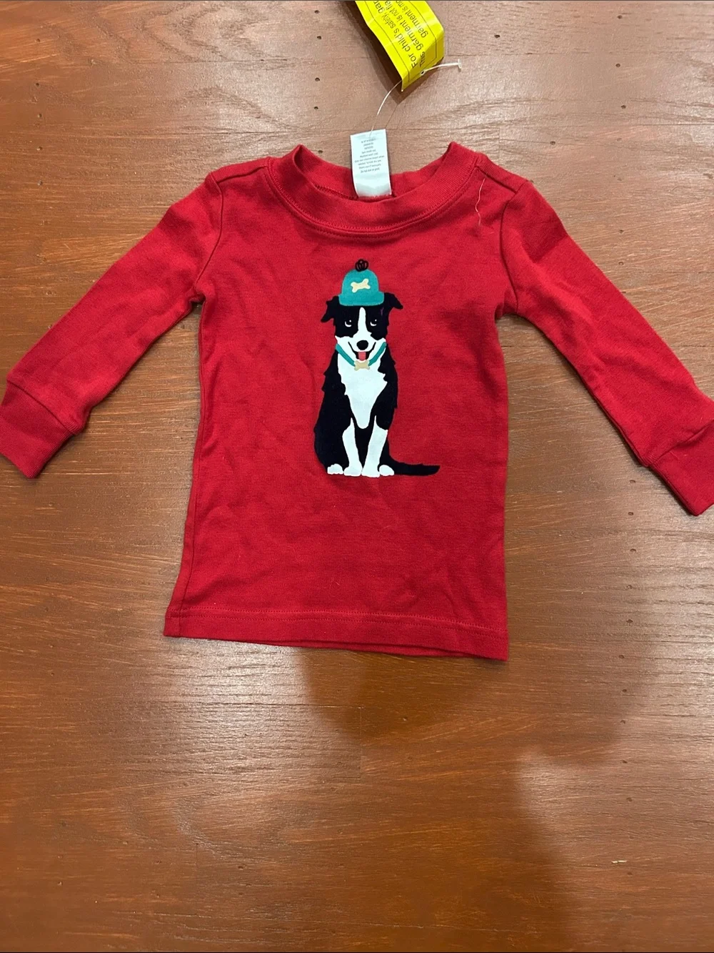 Gymboree Red Top with Navy and White Paw-Print Pants Pajama Set